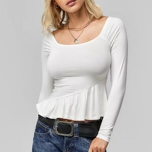 Kimchi Blue Aliza Spliced Peplum Long Sleeve Tee